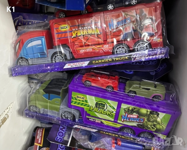 Камион с 2 колички Спайдърмен/Хълк, Spiderman Hulk 