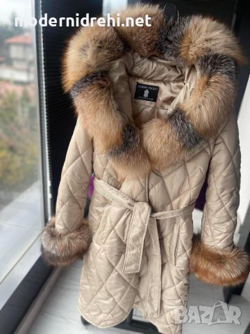 Дамско елегантно палто с лисица код 129, снимка 1 - Якета - 39115859