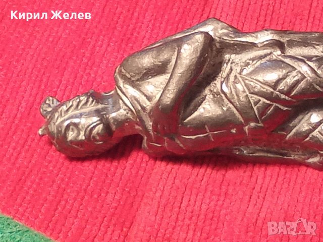 КРАСИВА АВТОРСКА АРТ СТАТУЕТКА БЯЛ МЕТАЛ СКУЛПТУРА МАЛКА ПЛАСТИКА МРАМОРЕН ПОСТАМЕНТ 28637, снимка 3 - Статуетки - 37199592