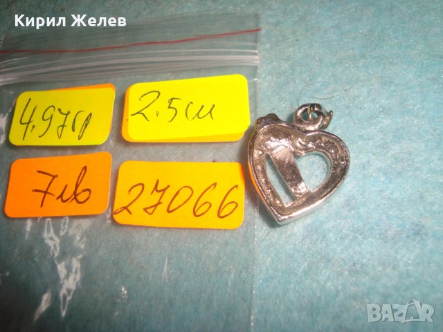 ПОСРЕБРЕНО СЪРЧИЦЕ ФРАНЦИЯ с ИНКРУСТИРАНИ ЦИРКОНЧЕТА АРТ ДЕКО МЕДАЛЬОН 27066, снимка 2 - Колиета, медальони, синджири - 35653817