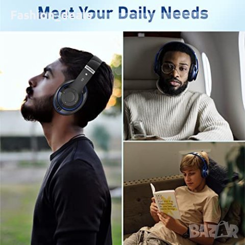 Нови сгъваеми безжични слушалки с микрофон меки наушници 40 часа работа, снимка 6 - Bluetooth слушалки - 40673121