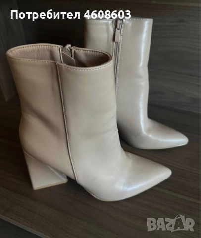 Бежови ботини със устойчив ток, снимка 3 - Дамски обувки на ток - 51880289