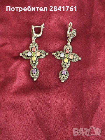 Сребърни обеци с камъни, снимка 2 - Обеци - 50706464
