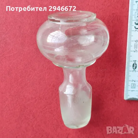 Стара стъклена куха запушалка, тапа., снимка 1