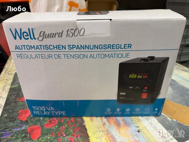 Стабилизатор на напрежение Well, автоматичен, черен