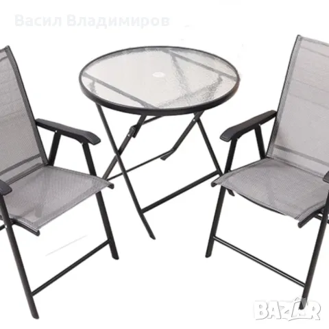Сгъваем комплект за балкон маса и 2 стола, снимка 3 - Градински мебели, декорация  - 49464825