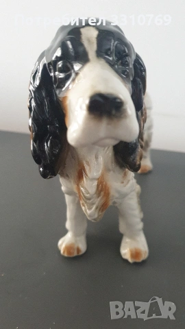 Рядка находка- красива антикварна порцеланова статуетка на ловно куче "Кокер шпаньол"., снимка 3 - Статуетки - 53315192