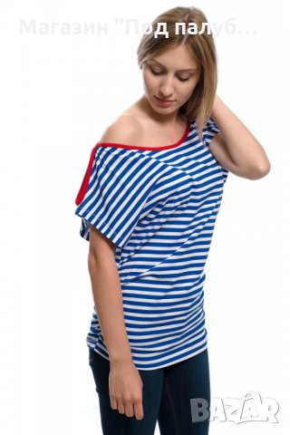 РАЗПРОДАЖБА!!! Нова дамска ефектна моряшка блуза-туника на райе, снимка 9 - Тениски - 30313636