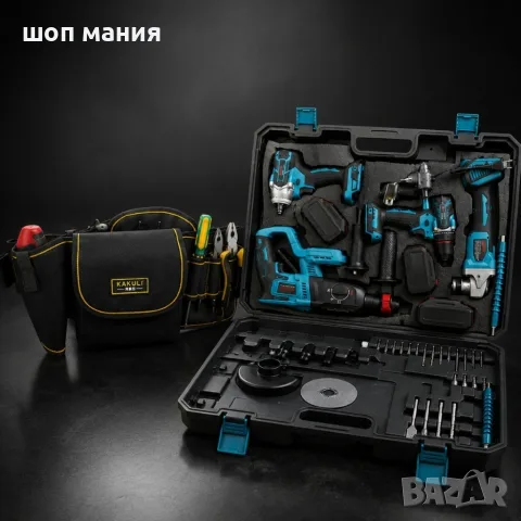 Комплект акумулаторни инструменти BOXER BX-187 4в1 + ПОДАРЪК многофункционална работна чанта