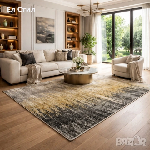 Модерен килим за хол 120х160см - Мраморен нюанс и 3D ефект, Противоплъзгащ, снимка 2 - Килими - 53928380