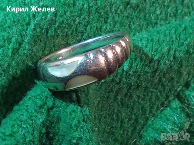 ПРЕКРАСЕН СЕДЕФЕН СРЕБЪРЕН ПРЪСТЕН СРЕБРО 925 ФИНА РЪЧНА МАЙСТОРСКА ВИНТИДЖ АРТ РАБОТА 43758