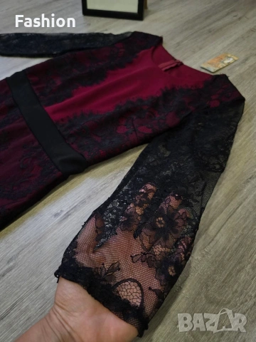 Нова рокля с дантела в цвят - розов и бордо, снимка 9 - Рокли - 53305318