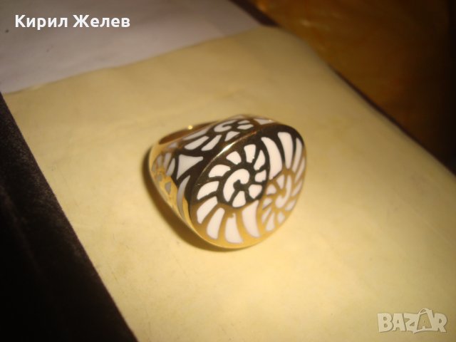 ФЕШЪН ПОЗЛАТЕНА СТОМАНА и БИЖУТЕРСКА СПЕЦ. СПЛАВ СМОЛА АРТ ДИЗАЙН ПРЪСТЕН - КРАСОТА! 25049, снимка 6 - Пръстени - 34508450