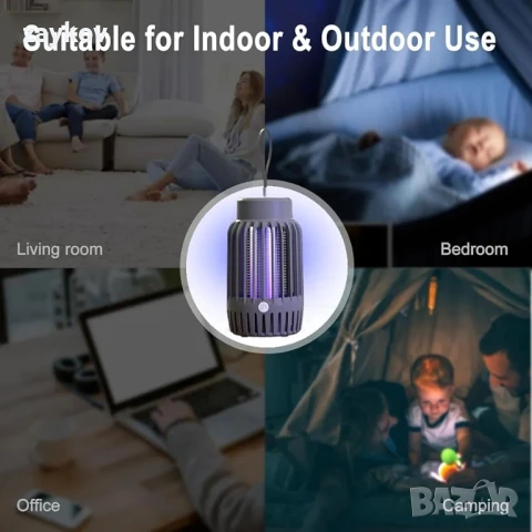 Лампа за борба с комари, електрически убиец на насекоми с нощна светлина, снимка 4 - Настолни лампи - 50607948