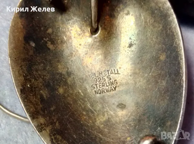 DEL METALL 925 S STERLING NORWAY ВИНТИДЖ ЕМАЙЛИРАНА СРЕБЪРНА БРОШКА СРЕБРО 925 АВТОРСКА СТАРА 49316, снимка 2 - Антикварни и старинни предмети - 48481217
