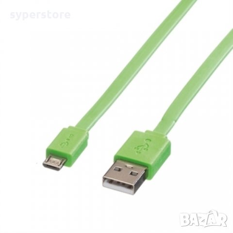 Кабел USB-A към Micro USB-B 2.0 Roline 11.02.8763 Зелен 1м, USB-A to Micro USB-B M/M, снимка 1 - USB кабели - 31301225