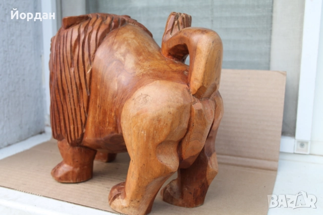 Дървена скулптура на лъв, снимка 13 - Антикварни и старинни предмети - 52392568