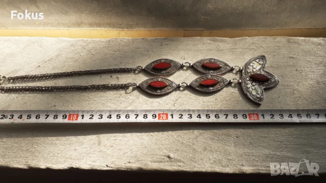 Уникален възрожденски сребърен накит гердан колие огърлица, снимка 4 - Антикварни и старинни предмети - 51358029