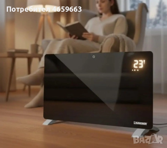 Стъклен електрически конвектор Zelva Kaminer с WiFi управление и дистанционно, 2300–2500W, снимка 13 - Отоплителни печки - 52526328