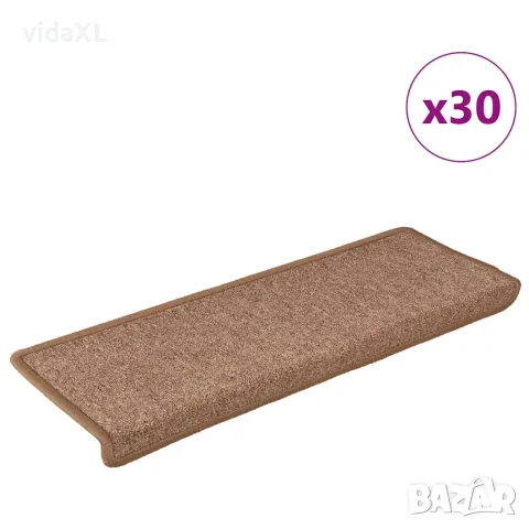 vidaXL Изтривалки за стълби, 30 бр., 65x21x4 см, кафяви, с правоъгълен кант