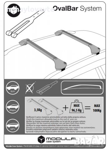 Напречни греди MODULA OVAL BAR за стандартни покривни релси, снимка 8 - Аксесоари и консумативи - 31464630