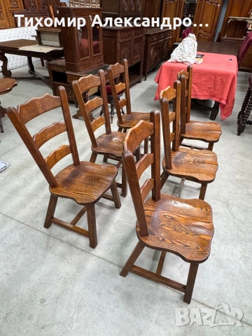 Комплект трапезни столове от дъбов масив, снимка 6 - Столове - 54288032