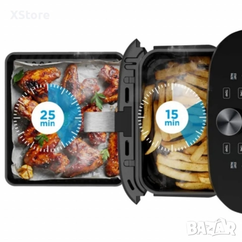 Air Fryer / Фритюрник с горещ въздух Midea MAD1100DADK – 11 литра, 2 отделни зони и 10 програми, снимка 14 - Фритюрници - 52430544