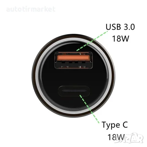 Зарядно за кола с два порта USB и USB – C – T21, снимка 2 - Аксесоари и консумативи - 56053998