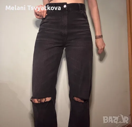 Нови прави широки скъсани дънки от Bershka 38