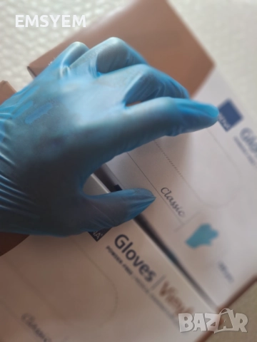 ВИНИЛОВИ ръкавици сини,еднократни, без талк - XL, снимка 4 - Друго оборудване - 51700481