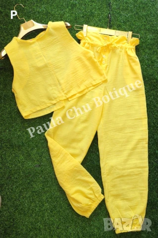 Комплелт жълт - панталон + потник, снимка 3 - Костюми - 51084821