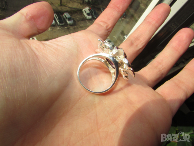 Сребърен пръстен с 12 карата аметист подходящ за подарък, снимка 3 - Пръстени - 44782676