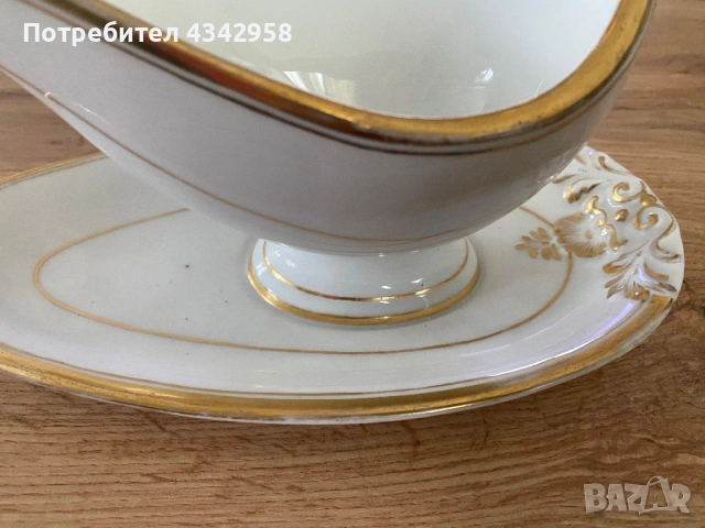 Винтажен порцеланов сосиер с декоративна зооморфна дръжка.1940-1960г., снимка 4 - Антикварни и старинни предмети - 53921928