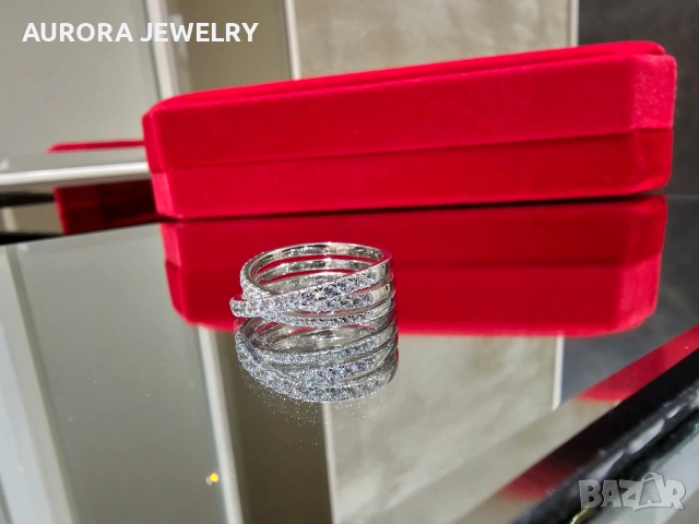 CARTIER Etincelle de Cartier Silver Paved Diamonds Дамски Пръстен, снимка 3 - Пръстени - 53238681