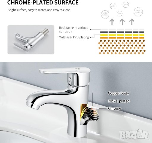 Смесител за мивка SXD10014CP-H, снимка 2 - Смесители - 42888048