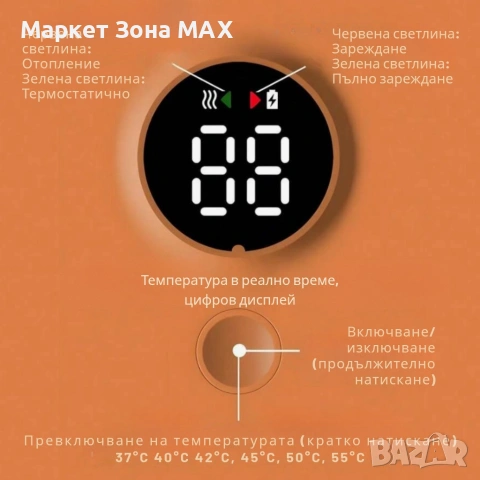 Безжичен подгревател за бебешко шише с дисплей и 6 температурни степени, снимка 3 - Други - 53250633