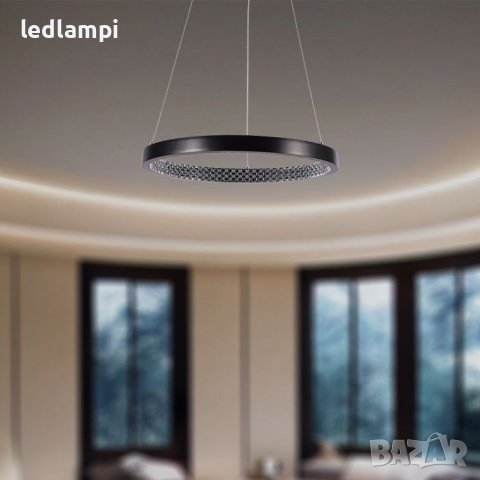 LED Полилей 19W Черен С Кристален Ефект, снимка 6 - Полилеи - 42742966