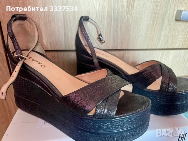 Дамски сандали естествена кожа платформа н 40, снимка 1