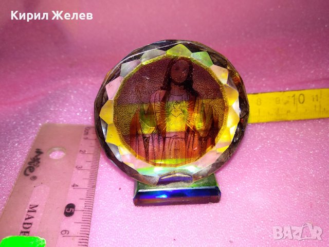 КРАСИВА КРИСТАЛНА КАТОЛИЧЕСКА НАСТОЛНА ИКОНКА ПРЕСПАПИЕ 42878, снимка 6 - Декорация за дома - 44307108