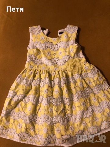 George Дантелена рокля за момиче - жълто и бяло, снимка 1 - Детски рокли и поли - 37523184