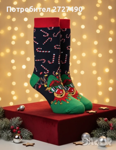 Луксозни Коледни Термо Чорапи, снимка 5 - Дамски чорапи - 52666390