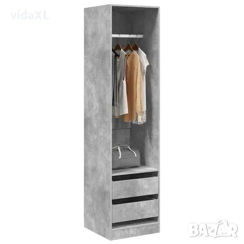 vidaXL Гардероб с чекмеджета бетонно сив 50x50x200 см инженерно дърво, снимка 3 - Гардероби - 56147676