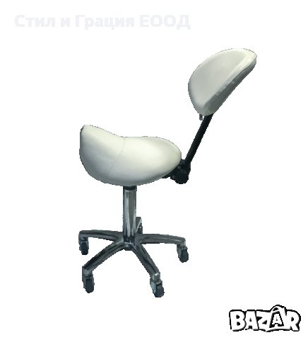 Козметичен/фризьорски стол - табуретка с облегалка Rodeo 49/61 см - бяла, снимка 4 - Друго оборудване - 30519471