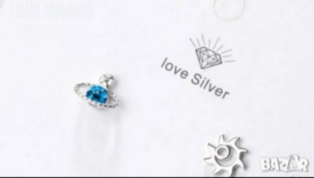 Sale Сребърни обеци"Слънце и синя Вселена"/нови