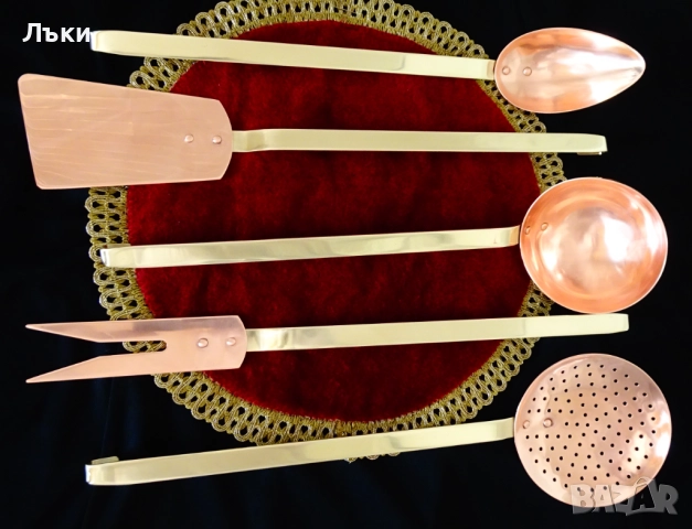 Медна решетъчна лъжица,цедка чиста червена мед. , снимка 6 - Антикварни и старинни предмети - 51773077