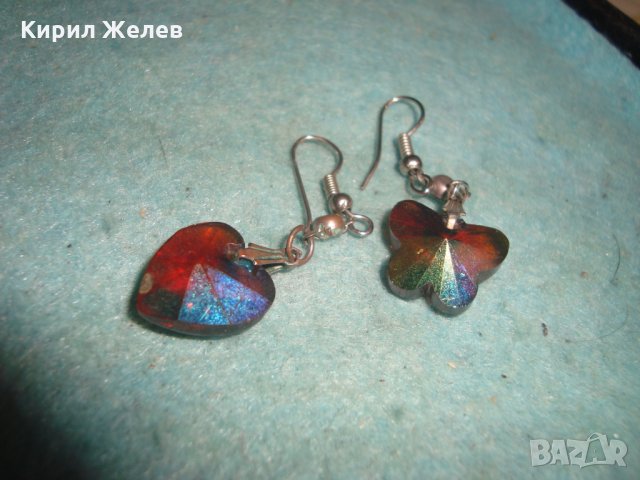 ВИНТИДЖ КРИСТАЛНИ ФАСЕТИРАНИ ОБЕЦИ СЪРЧИЦЕ и ПЕПЕРУДКА 25233, снимка 3 - Обеци - 35574369