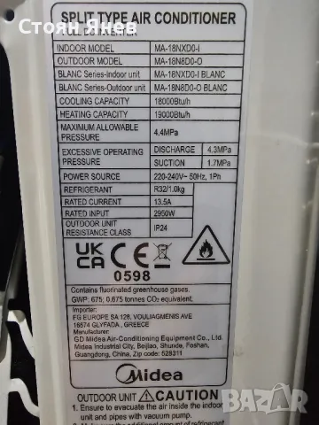 Климатик Midea MA-18N8D0-0 - 18,000 BTU - НОВ, снимка 3 - Други машини и части - 48793071
