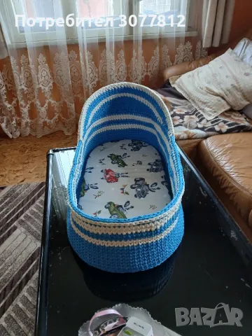 Ръчно плетен кош за бебе., снимка 2 - Бебешки легла и матраци - 49339124