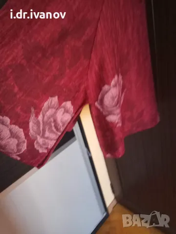 разкроена дълга туника в бордо с цветя, снимка 4 - Туники - 49044350