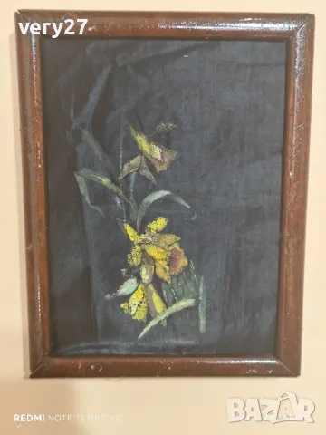 Стара картина рисувана коприна, снимка 1